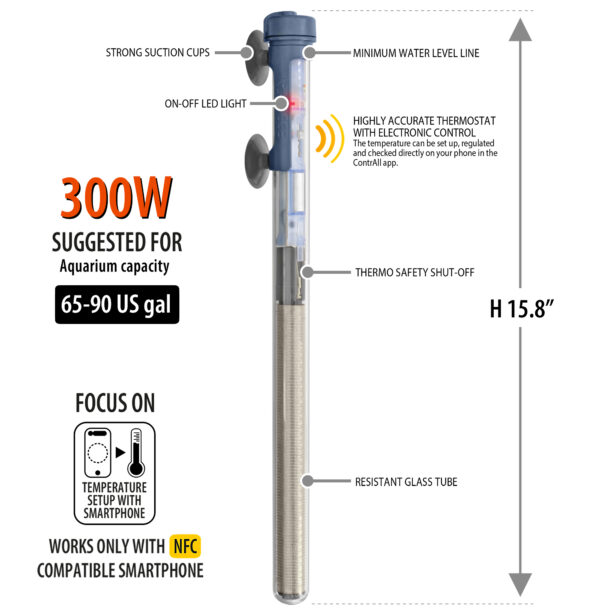 Sicce SCUBA ContactLess 300 - Submersible Heater - 300 Watt - Image 2