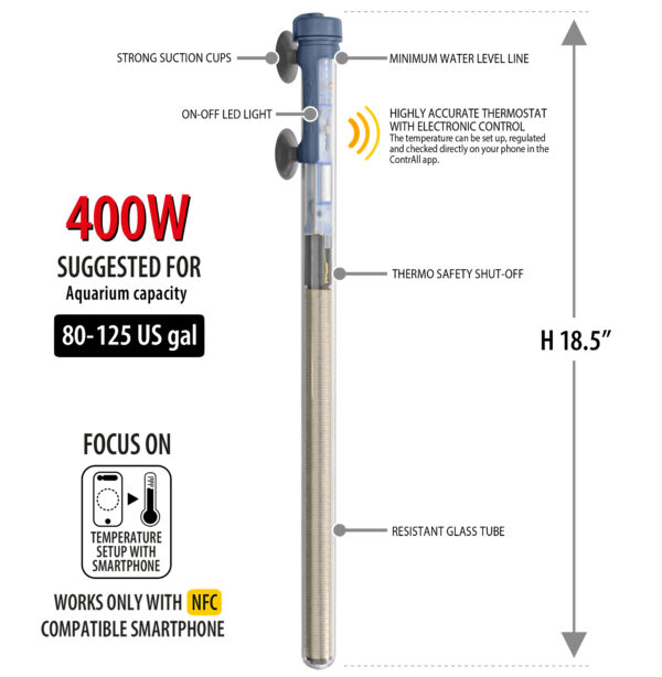 Sicce SCUBA ContactLess 400 - Submersible Heater - 400 Watt - Image 2