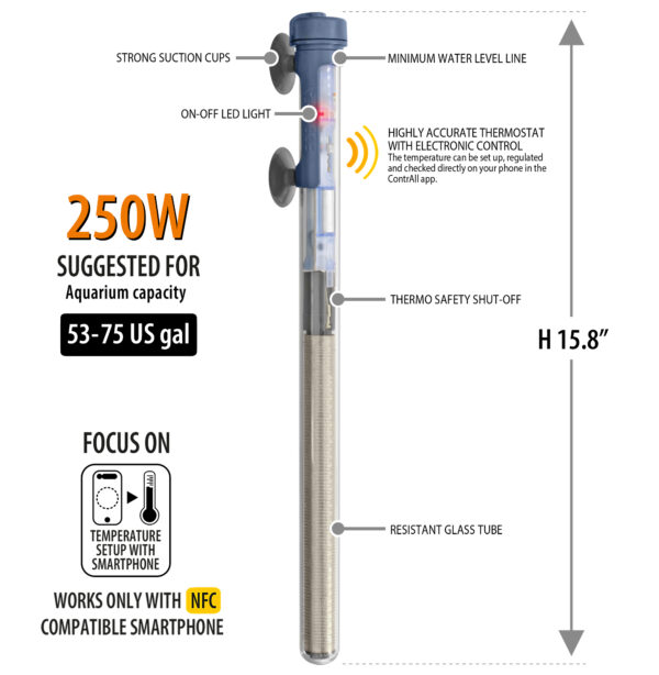 Sicce SCUBA ContactLess 250 - Submersible Heater - 250 Watt - Image 2