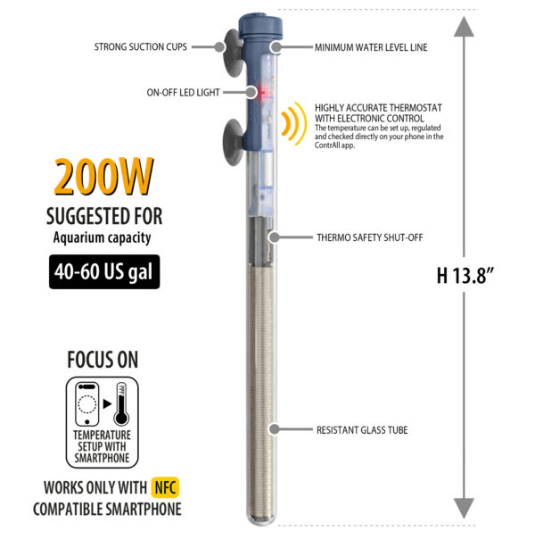 Sicce SCUBA ContactLess 200 - Submersible Heater - 200 Watt - Image 2